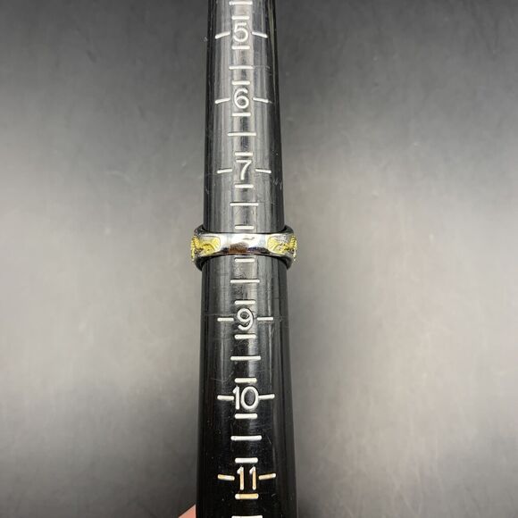 Dragon Ring Size 8 Two Tone Silver Gold Color Red Glass Stone Chunky Bold - Picture 9 of 9